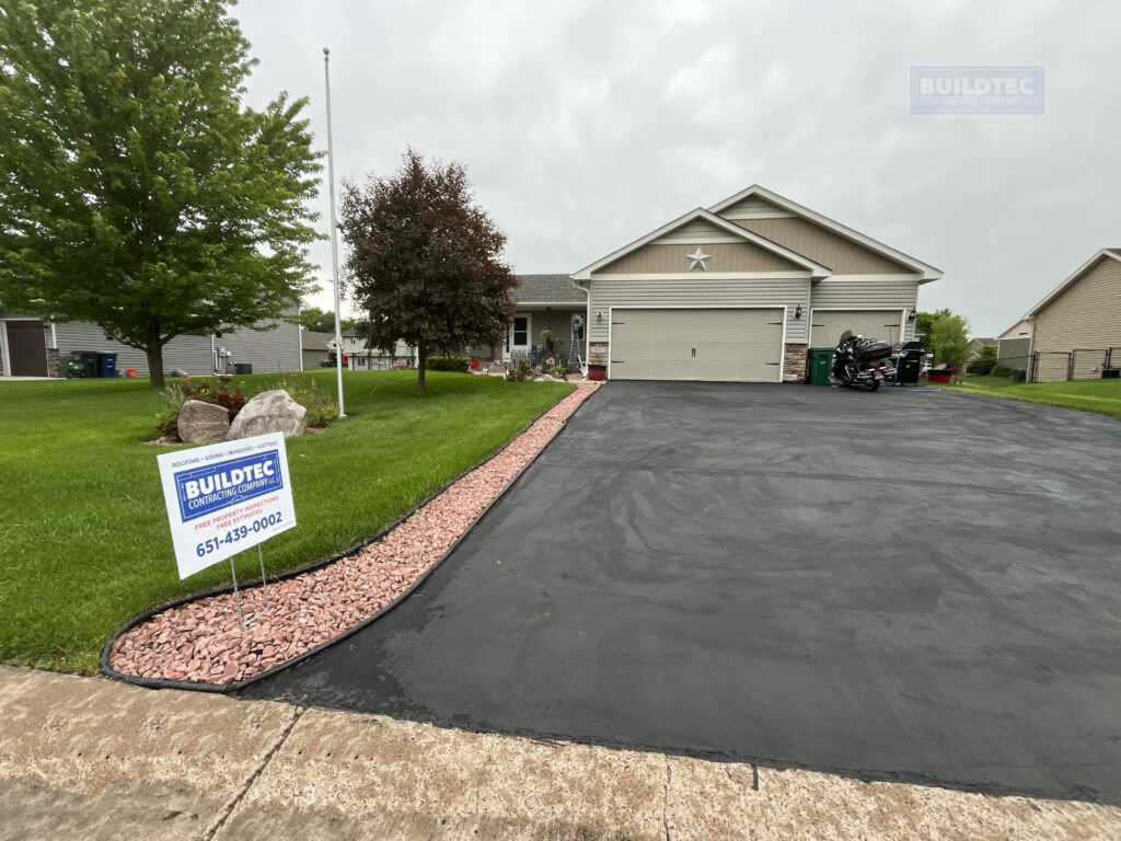 Buildtec yard sign at a Chisago City MN home after the June hail storm.