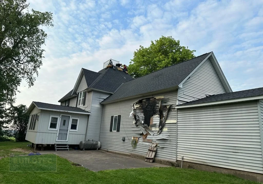 Lightning strike in Baldwin. Roof and siding done by Buildtec.