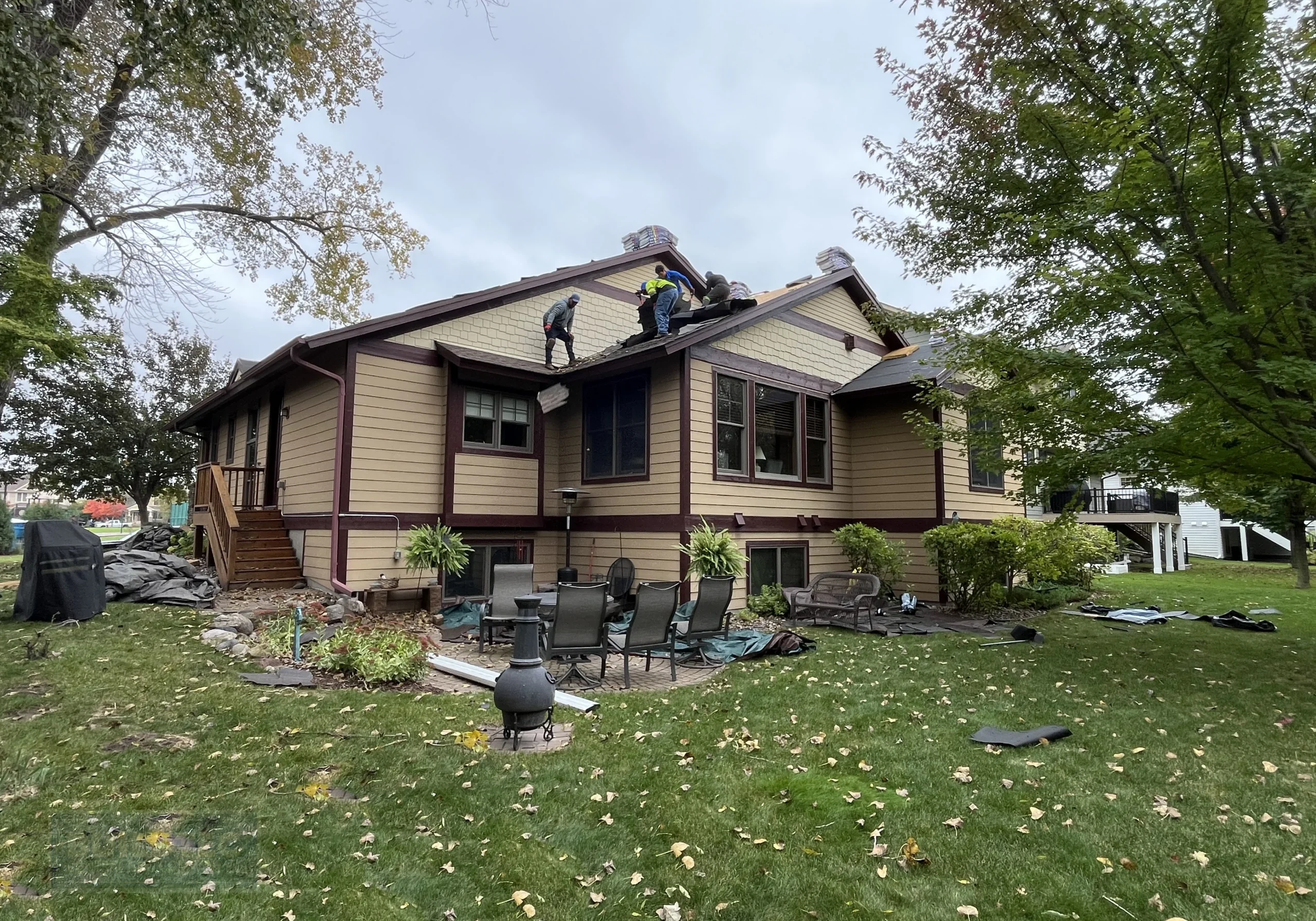 Roof replacement in Hugo, MN. In progress shot.